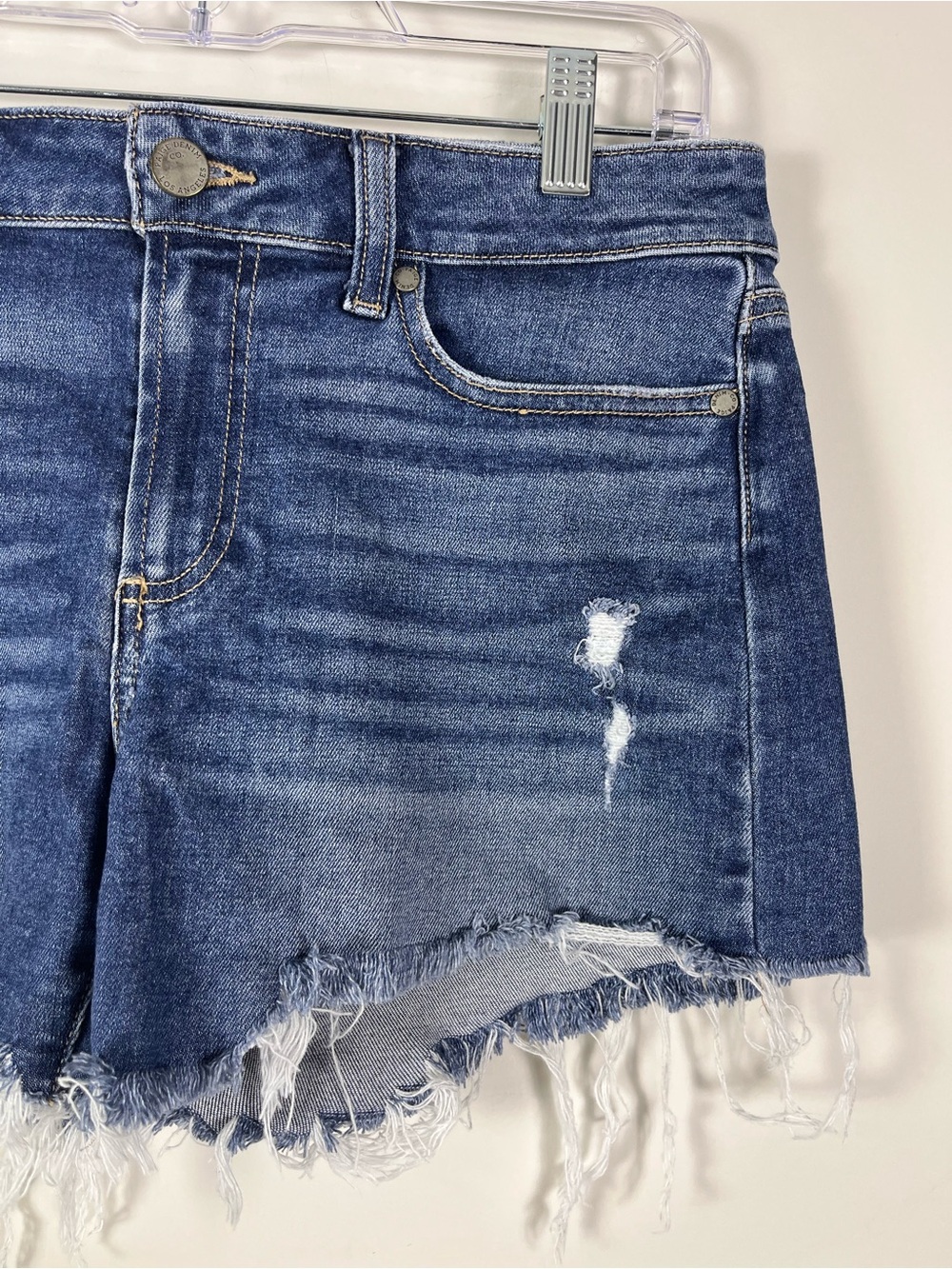 Paige Parker Short Shorts Size 27 Distressed Denim Cutoff Festival Coachella - Picture 2 of 12